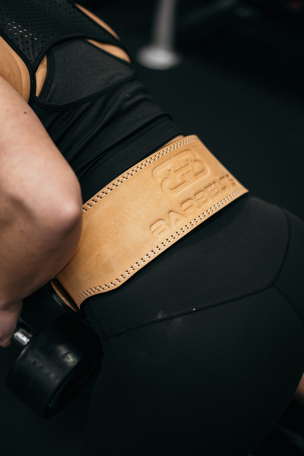 Barbelts Weightlifting Belt Sand - Fully made of leather