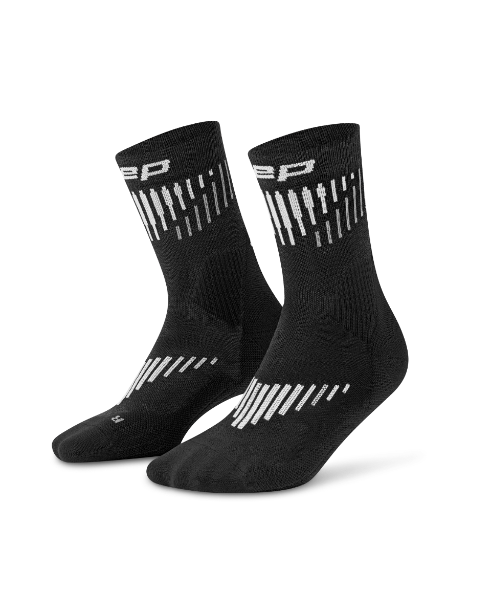 CEP Core Run Merino Mid Cut Sokken 3.0 - zwart/wit