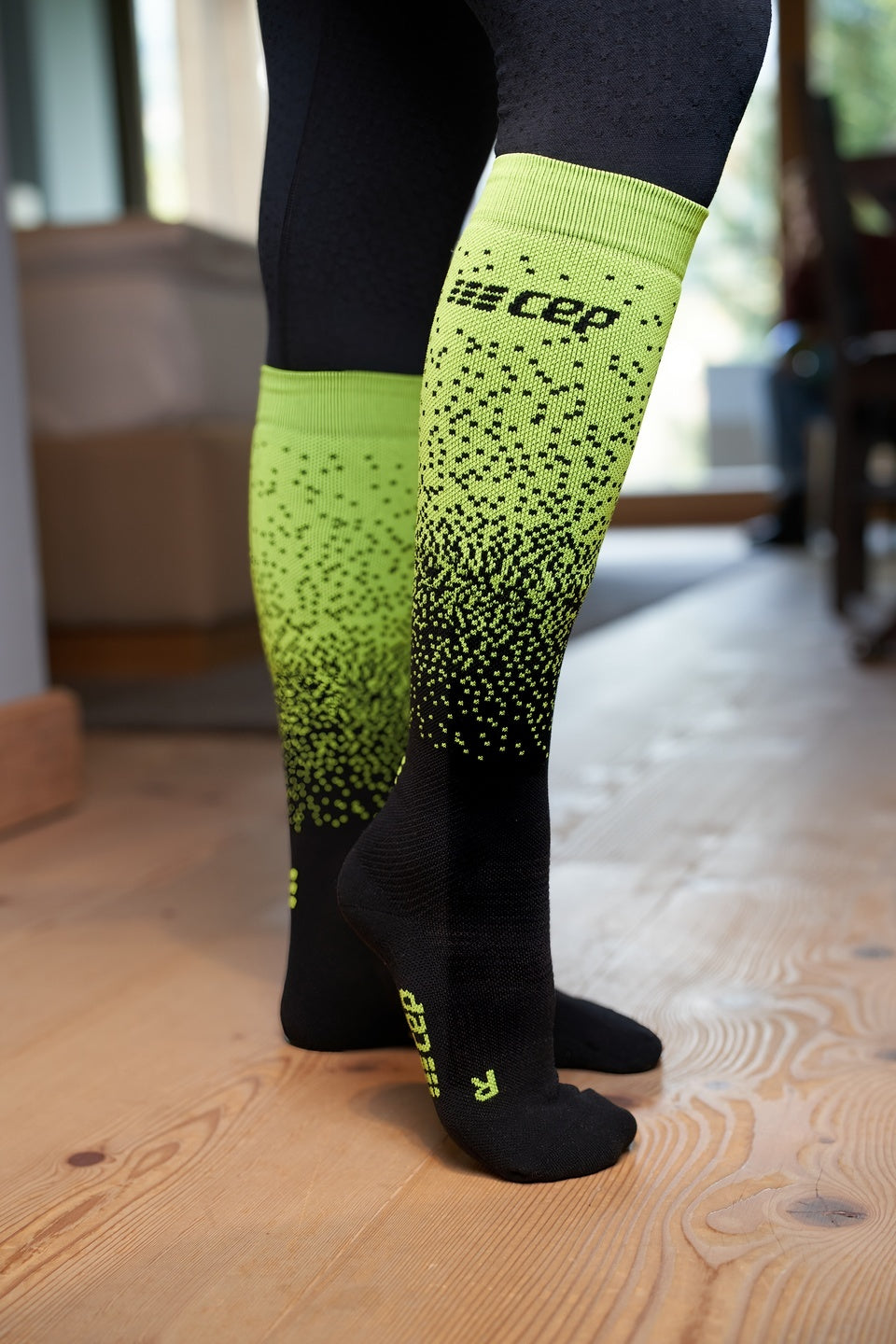 CEP Ski Merino Compression Stockings - Black/Green