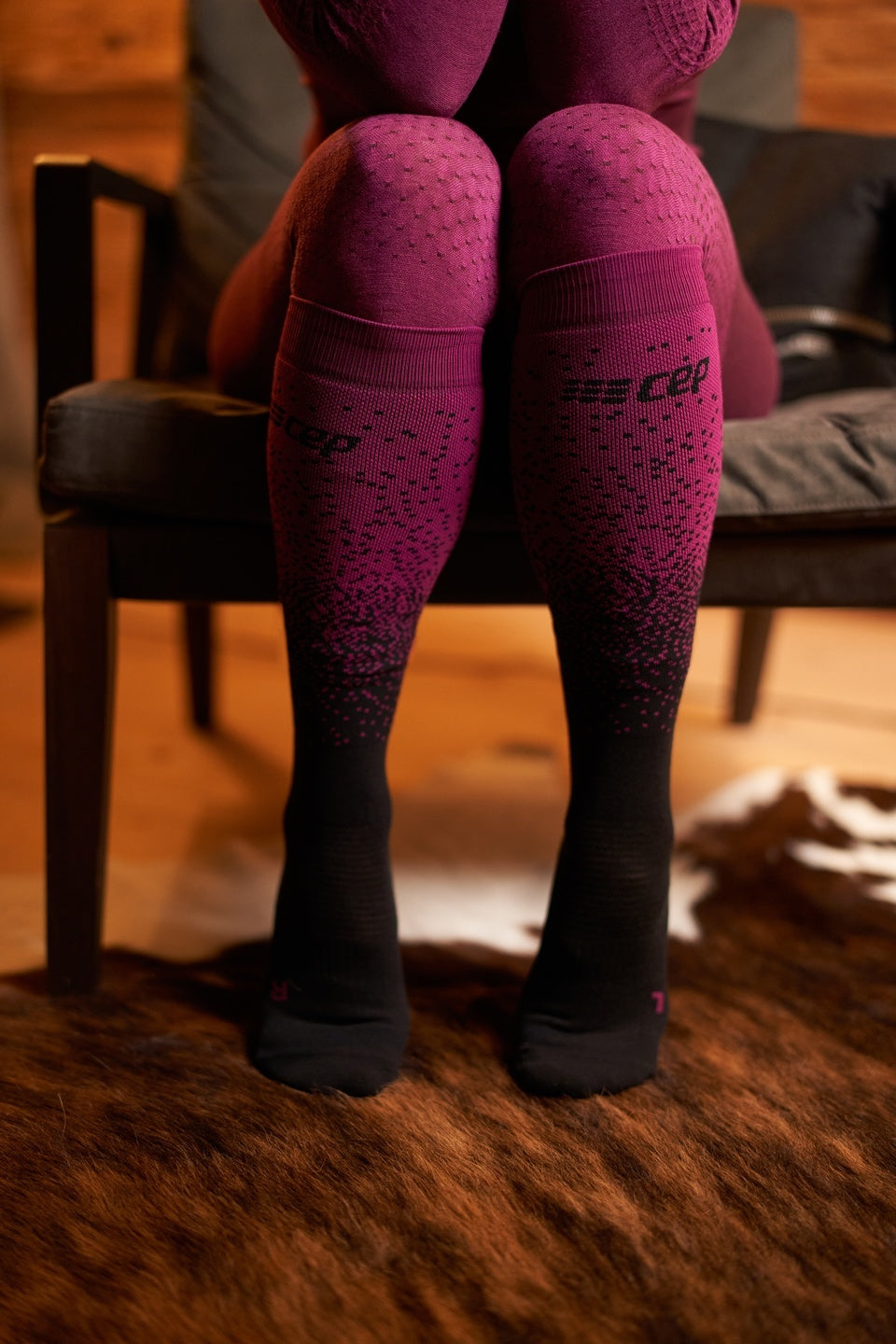 CEP Ski Merino Compression Stockings - Black/Purple