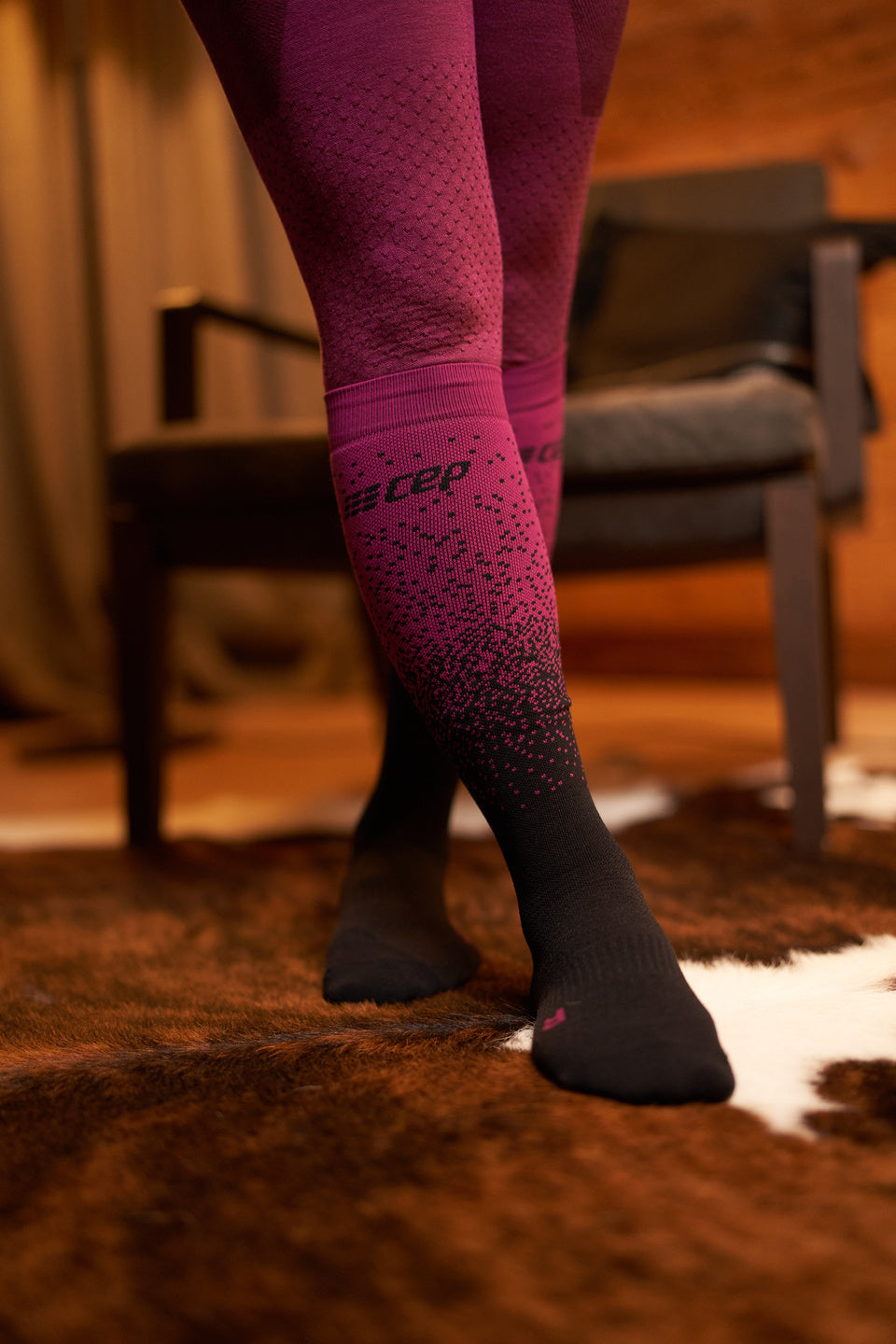 CEP Ski Merino Compression Stockings - Black/Purple