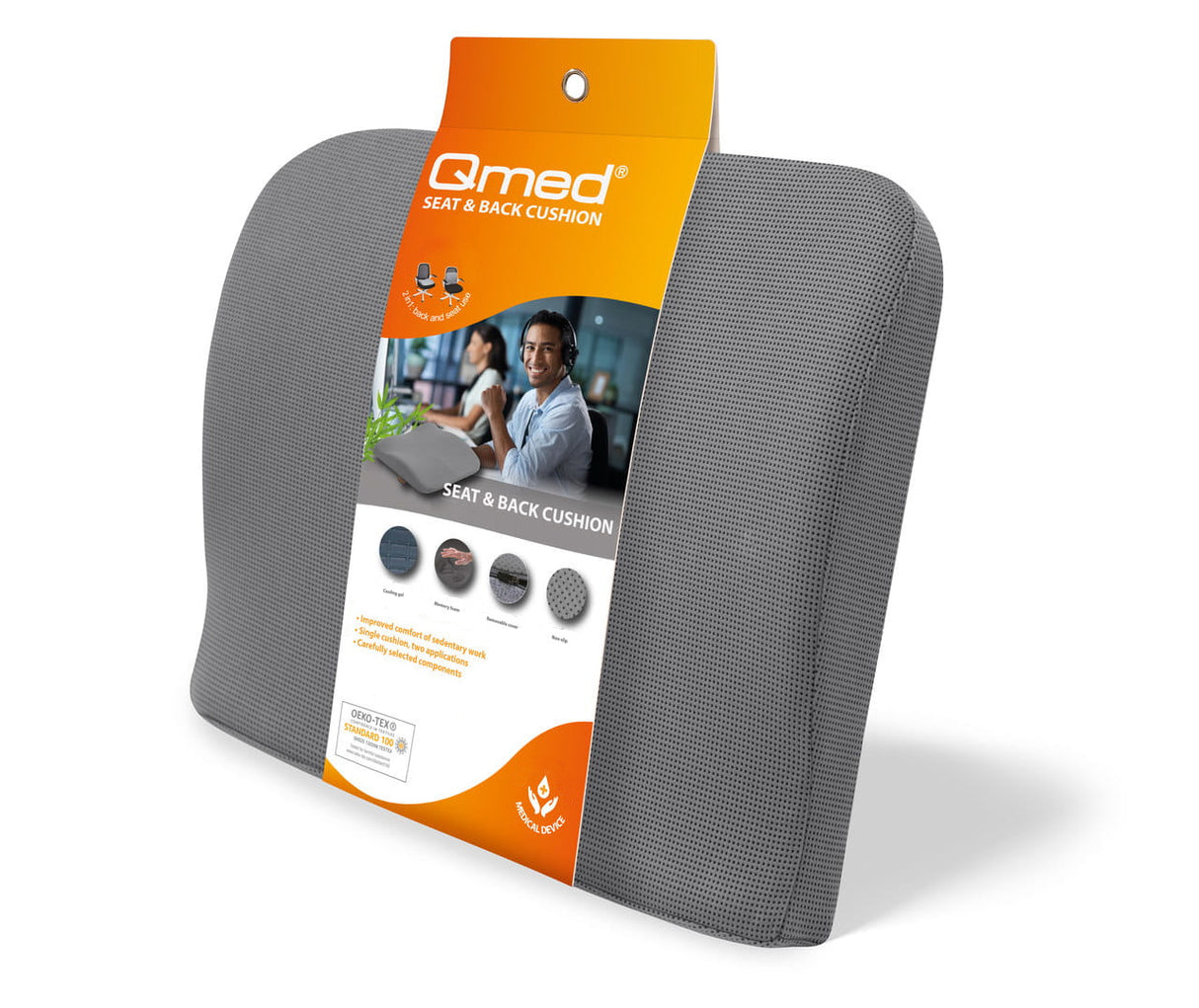 Qmed Memory Foam Lumbar Pillow / Seat Cushion Combination